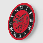 Rode en zwarte Muzieknoten Harde wandklok (Hoek)