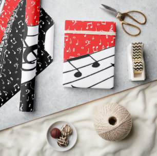 Rode en zwarte muziekthema cadeaupapier