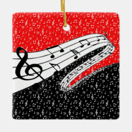 Rode en zwarte muziekthema keramisch ornament