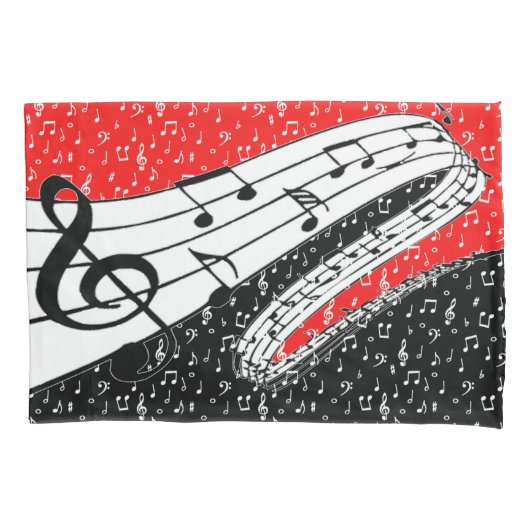 Rode en zwarte muziekthema kussensloop (Voorkant)