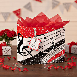 Rode en zwarte muziekthema large cadeautasje