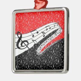 Rode en zwarte muziekthema metalen ornament
