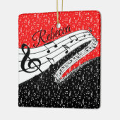 Rode en zwarte muziekthema op maat keramisch ornament (Links)