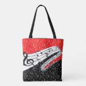 Rode en zwarte muziekthema op maat tote bag (Achterkant)