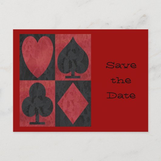 Rode en zwarte pakken in kant, aankondigingskaart (Voorkant)