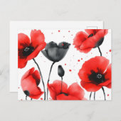 Rode en zwarte papavers in Waterverf Briefkaart (Voorkant / Achterkant)