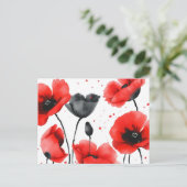Rode en zwarte papavers in Waterverf Briefkaart (Staand voorkant)