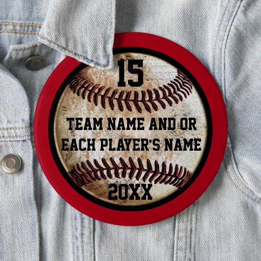 Rode en zwarte persoonlijke honkbalspelden Buttonn Ronde Button 6,0 Cm (In situ)