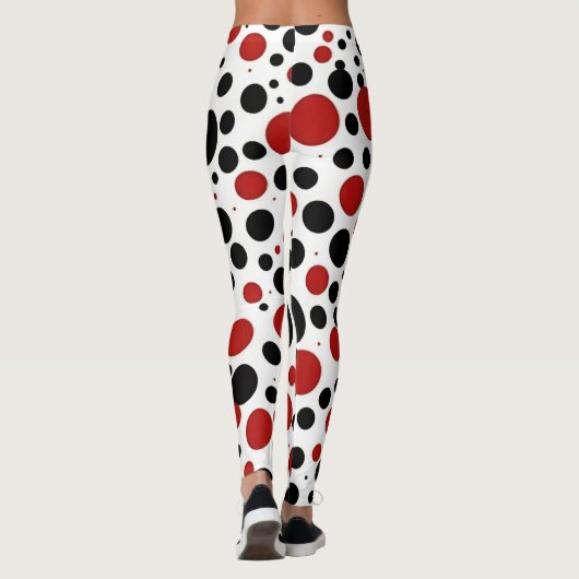 Rode en zwarte Polka Dot Pattern Leggings (Achterkant)