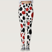 Rode en zwarte Polka Dot Pattern Leggings (Voorkant)