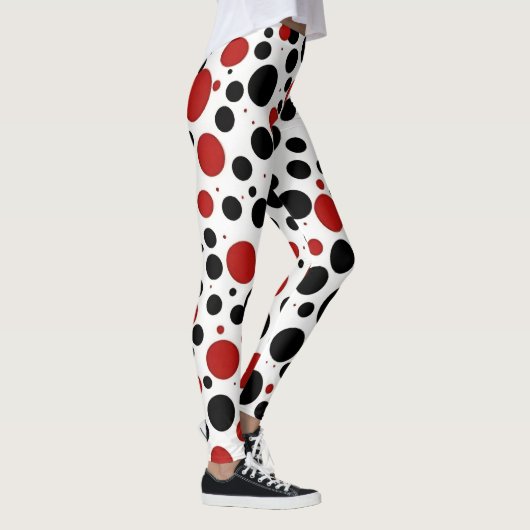 Rode en zwarte Polka Dot Pattern Leggings (Rechts)