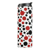 Rode en zwarte Polka Dot Pattern Leggings Thermosbeker (Gedraaid links)
