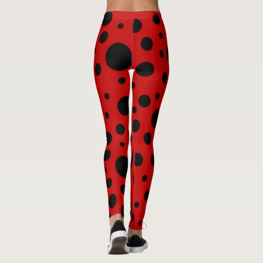 Rode en zwarte Polka Dots Leggings (Achterkant)