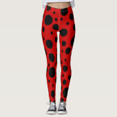 Rode en zwarte Polka Dots Leggings (Voorkant)