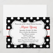 Rode en zwarte Polka Dots Uitnodiging (Voorkant / Achterkant)