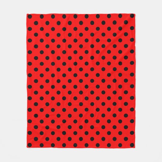 Rode en zwarte pooldots fleece deken (Voorkant)