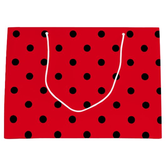 Rode en zwarte pooldots groot cadeauzakje (Voorkant)