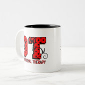 Rode en zwarte pooldots tweekleurige koffiemok (Voorkant links)