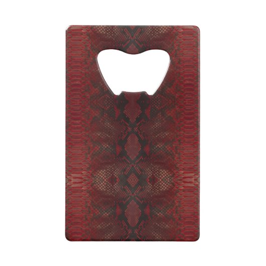 Rode en Zwarte Python Print Creditkaart Flessenopener (Voorkant)