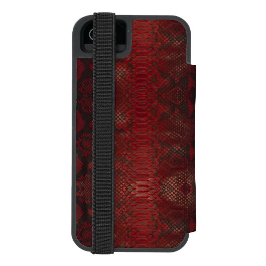 Rode en zwarte Python print Incipio iPhone Portemonnee Hoesje (Agenda Achterkant)