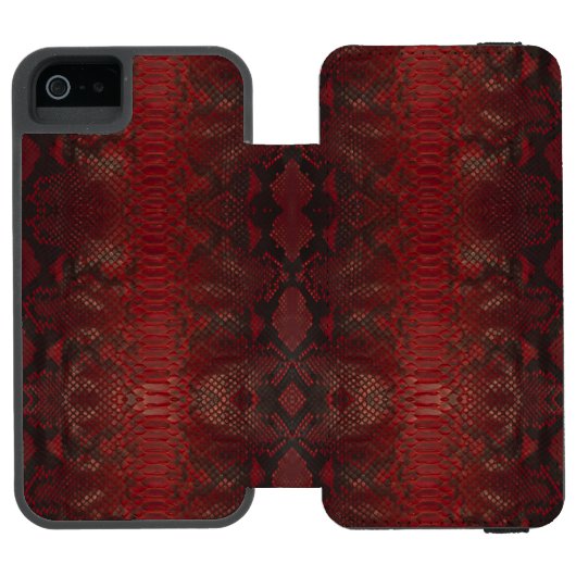 Rode en zwarte Python print Incipio iPhone Portemonnee Hoesje (Agenda Open)