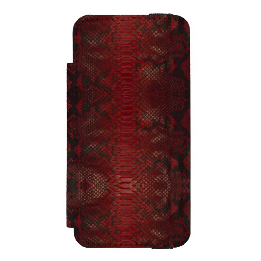 Rode en zwarte Python print Incipio iPhone Portemonnee Hoesje (Voorkant Agenda)