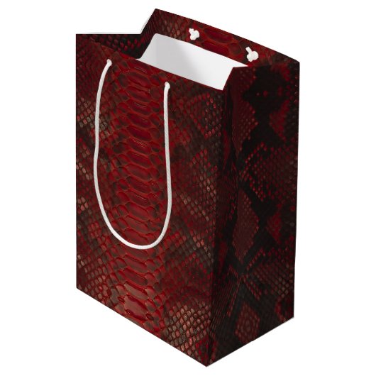 Rode en Zwarte Python Print Medium Cadeauzakje (Achterkant Gekanteld)