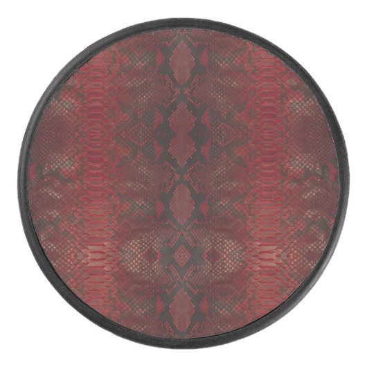 Rode en zwarte pythonprint hockey puck (Voorkant)