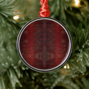 Rode en zwarte pythonprint metalen ornament