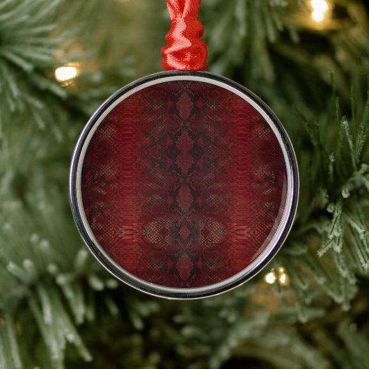 Rode en zwarte pythonprint metalen ornament (Boom)