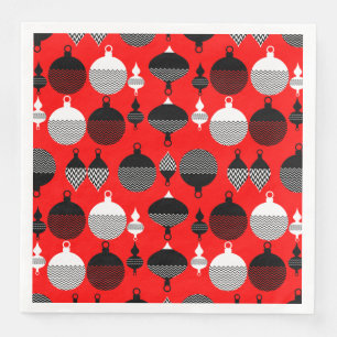 Rode En Zwarte Retro Kerst Decoratiebal Servet