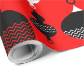 Rode en zwarte retro kerstbal cadeaupapier (Rol Hoek)