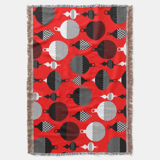 Rode en zwarte retro kerstbal deken (Voorkant Verticaal)