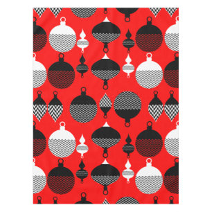 Rode en zwarte retro kerstbal tafelkleed