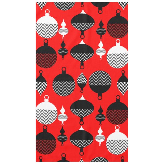 Rode en zwarte retro kerstbal tafelkleed (Voorkant)