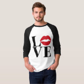 Rode en zwarte rode lippen Mannen baseball T-shirt (Voorkant volledig)