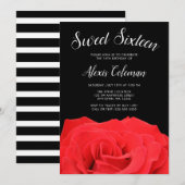 Rode en Zwarte Roos Sweet 16 Kaart (Voorkant / Achterkant)