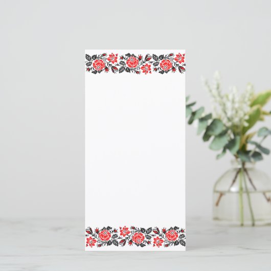 Rode en Zwarte Rozen Kruissteekpatroon (Staand voorkant)