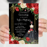Rode en zwarte Rozen Mis Quince-uitnodiging Kaart<br><div class="desc">Red and Black Rozen Mis Quince Invitation Mis Quince Anos,  15e verjaardag</div>