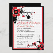 Rode en zwarte Sakura Cherry Blossom Wedding Invit Kaart (Voorkant / Achterkant)