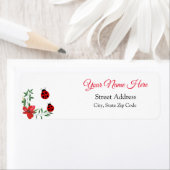 Rode en zwarte schattige Ladybugs | waterverf bloe Etiket (Insitu)