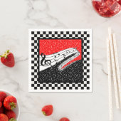 Rode en zwarte servetten met muziek thema (Insitu)