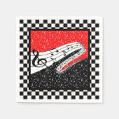 Rode en zwarte servetten met muziek thema (Voorkant)