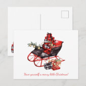 rode en zwarte slee en pakketten aankondigingskaart (Voorkant / Achterkant)