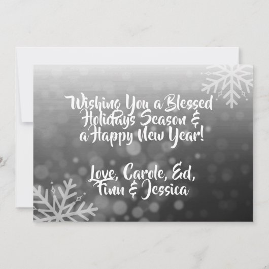 Rode en zwarte sneeuwvlokken Familie Foto's Kerstm Kaart (Achterkant)