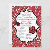 Rode en zwarte Spaanse Quinceañera Kaart (Achterkant)