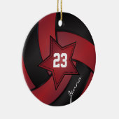 Rode en zwarte Star Volleyball Keramisch Ornament (Rechts)
