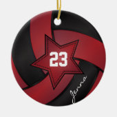 Rode en zwarte Star Volleyball Keramisch Ornament (Voorkant)