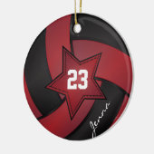 Rode en zwarte Star Volleyball Keramisch Ornament (Links)