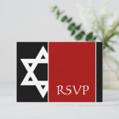Rode en zwarte ster van David Bar Mitzvah RSVP (Staand voorkant)